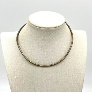 925‎ Sterling Silver Minimalist Torque Collar Choker Necklace Open Back 16.5g